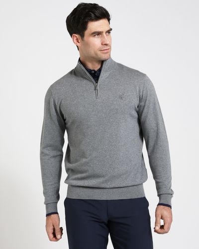 Pdraig Harrington Grey Quarter Zip Funnel Neck